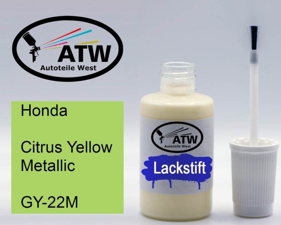 Honda, Citrus Yellow Metallic, GY-22M: 20ml Lackstift, von ATW Autoteile West.